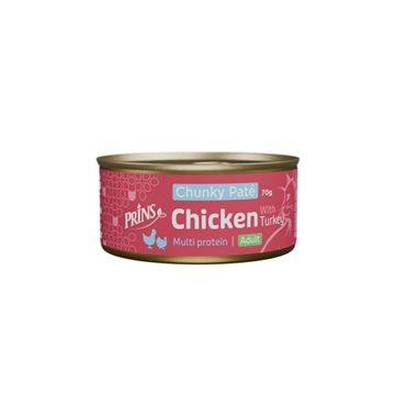 Prins Chunky Paté Kip & Kalkoen – 24 x 70 g Kattenvoer