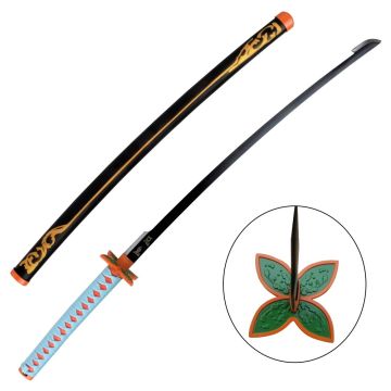 Ornamental Katana With Bamboo Blade Black Scabbard