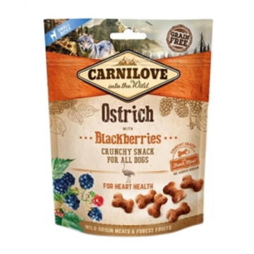 Carnilove Crunchy Snack Struisvogel & Zwarte Bes – 200 g | Graanvrije Hondensnack voor Actieve en Gezonde Honden